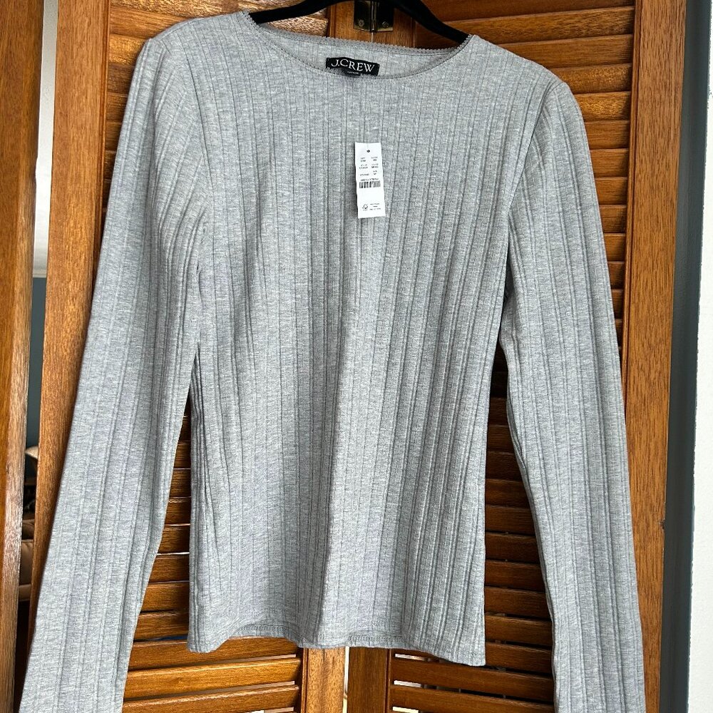J. Crew Pointelle Long-Sleeve Women's T-shirt, Gray